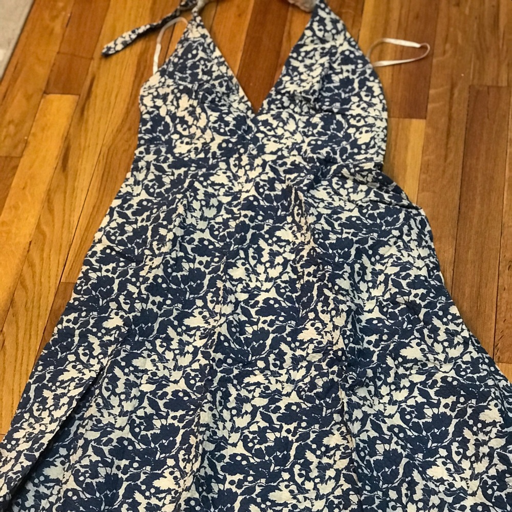 J.crew dress, white and blue print
